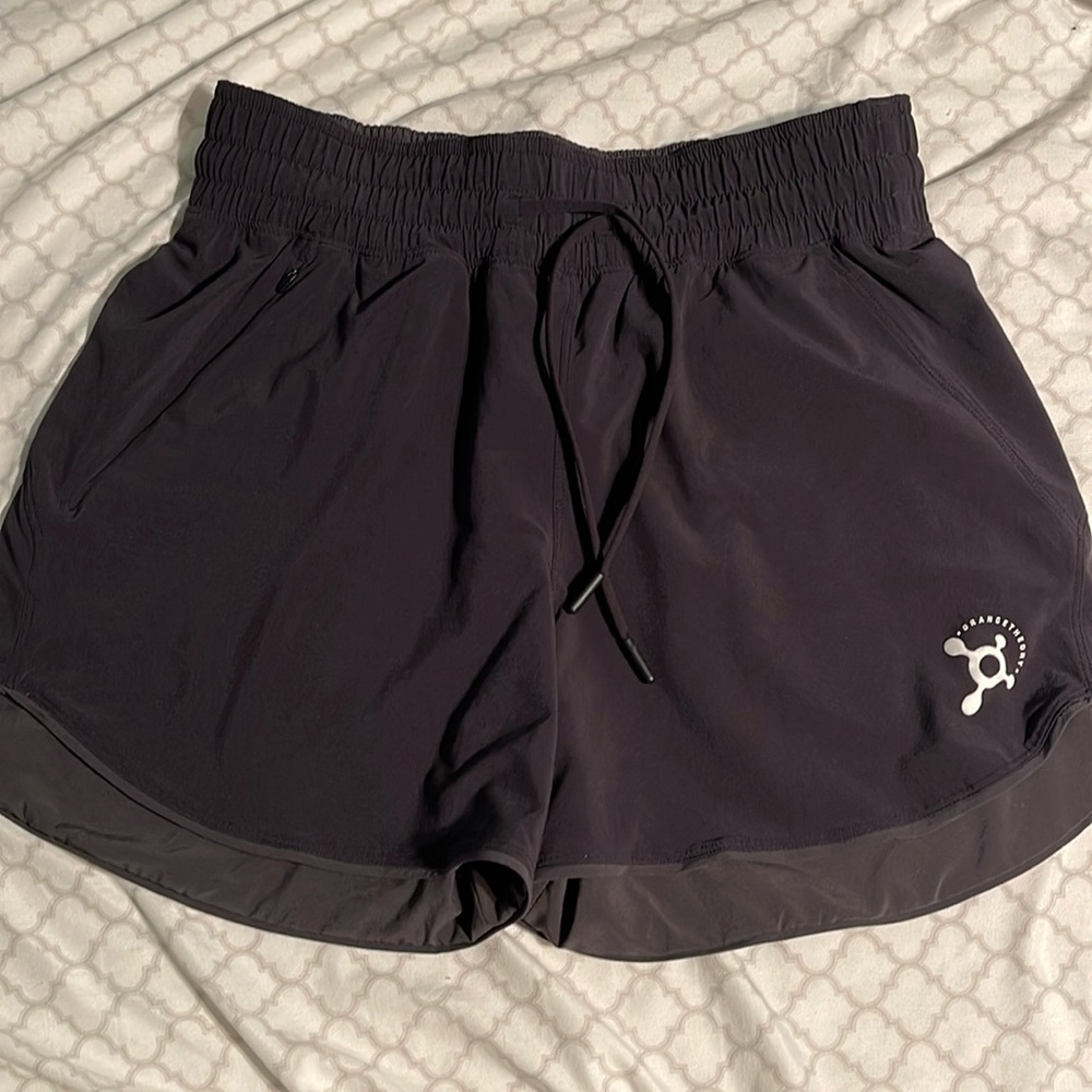 Lululemon orange theory branded shorts (longer shorts)